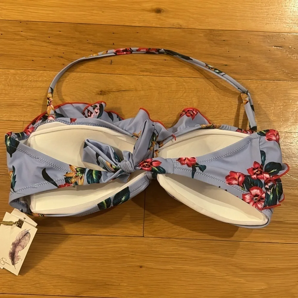Jessica Simpson Floral Lavender Bikini Top XL NWT